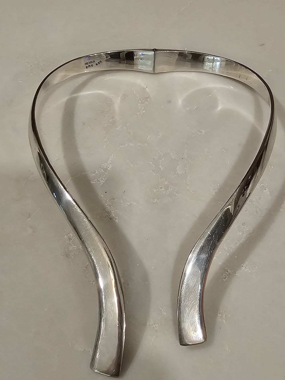 Vintage Taxco Mexico 925 Sterling Silver Modernist Open Collar Choker Necklace - Picture 9 of 11